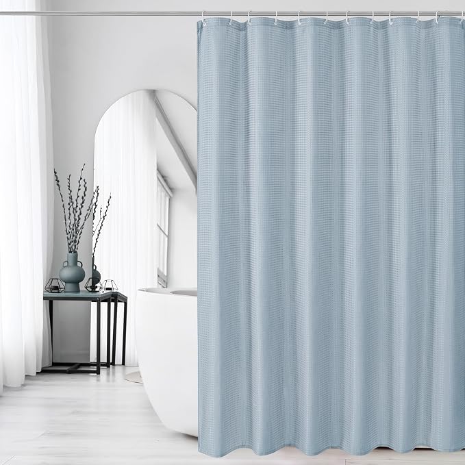 Gibelle Extra Long Shower Curtain 72 x 84, Tall Waffle Weave Textured Fabric - Image 6