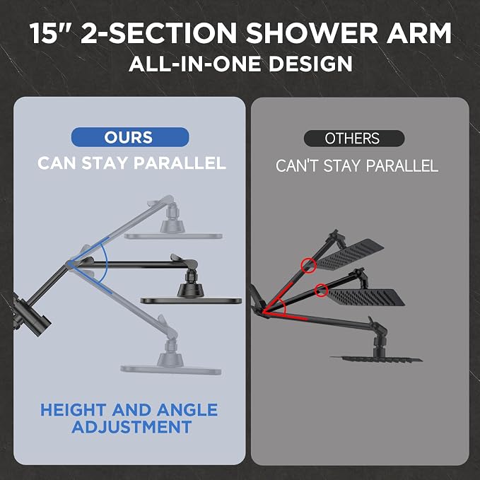 Veken 11.8'' Rain Black Shower Head - Image 6