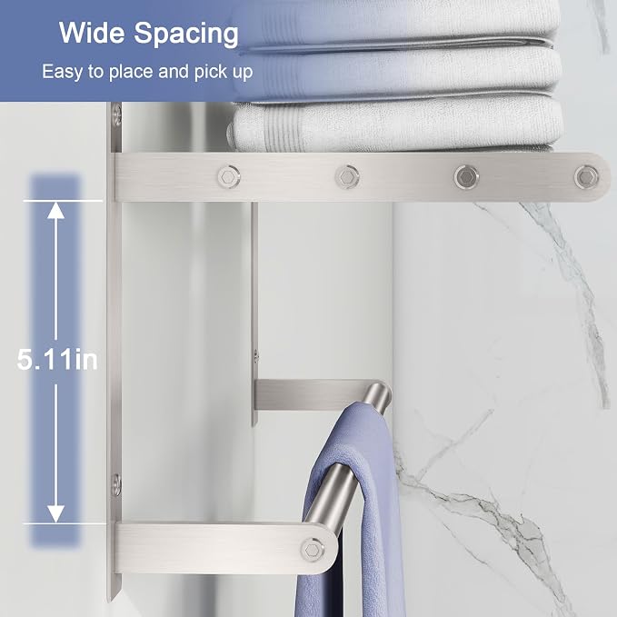 Towel Rack with Shelf 16", Metal Towel Racks - Image 4