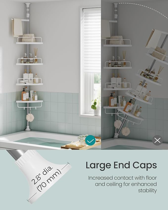 SONGMICS Corner Shower Caddy Tension Pole, 4-Tier Rust-Resistant Shower - Image 4
