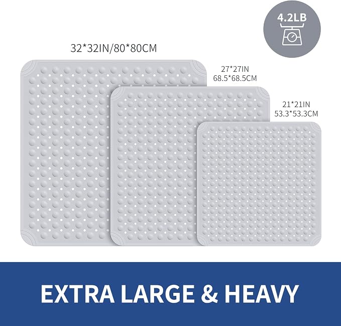 OTHWAY Square Shower Mat 32x32, TPE Non-Slip Shower Mats - Image 2