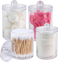 4 Pack Acrylic Qtip Holder Dispenser, Bathroom Canisters Apothecary Jar Set by Aynoo