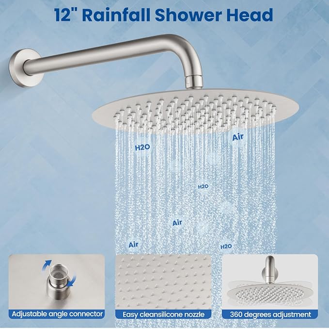 Airuida Shower Fixtures 2 Functions Shower Faucet Set Wall Mounted - Image 4