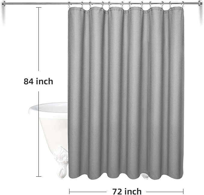 LaCyan 3 in 1 Waterproof Waffle Weave Shower Curtain and Clear Liner Set - Image 6
