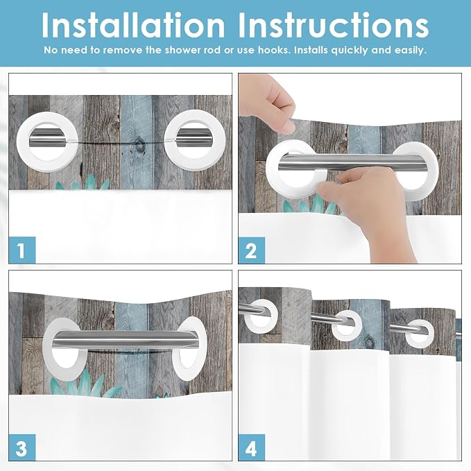 No Hook Rustic Farmhouse Shower Curtain - Image 5