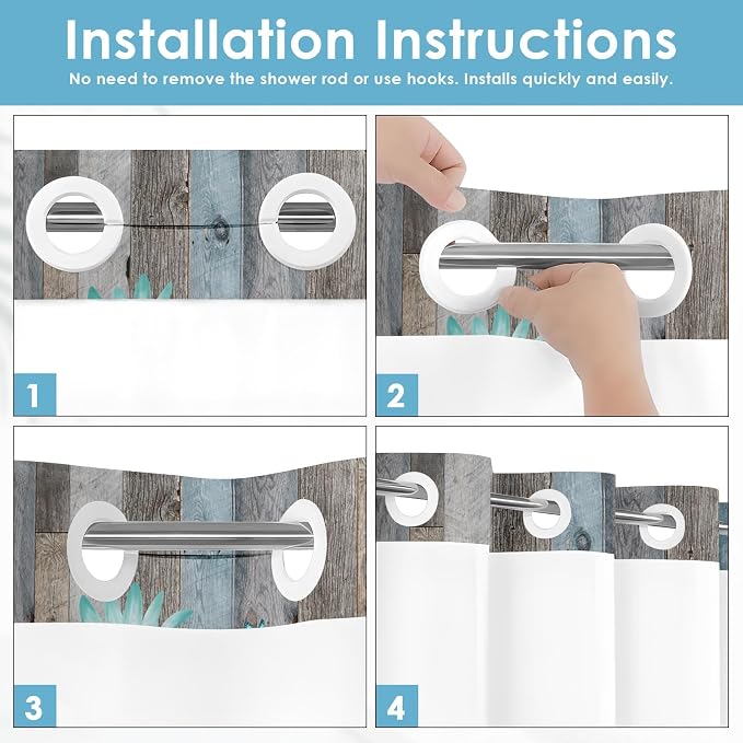No Hook Rustic Farmhouse Shower Curtain - Image 2