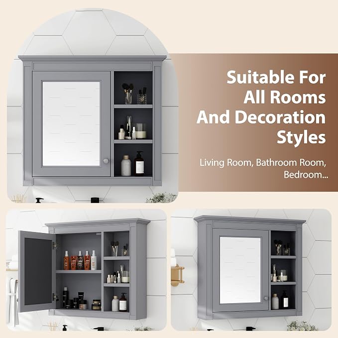 30'' x 28'' Medicine Cabinet, Wall Mounted Bathroom Storage Cabinet, Modern - Image 4