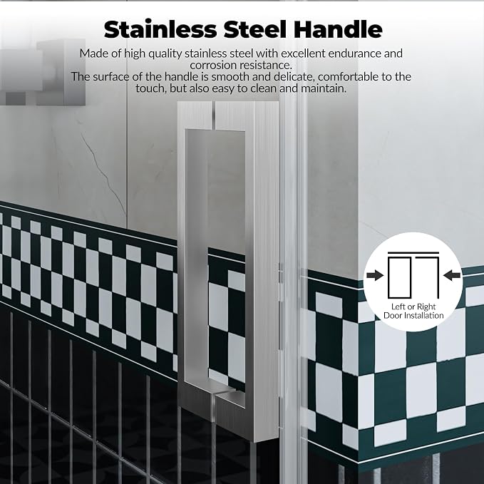 56-60" W x 76" H Frameless Sliding Shower Door, Features 5/16" Clear Tempered - Image 4