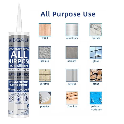 4 Packs Gray Silicone Sealant, All-Purpose 100% Waterproof Silicone Caulk - Image 3
