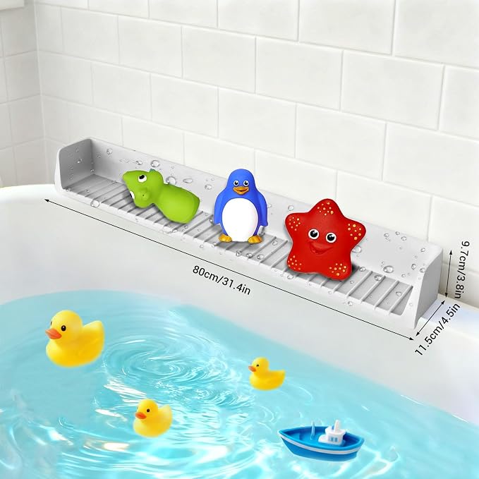 Splash Guard for Bathtub Kids, Longer Silicone Bathtub Splash Guard - Image 3