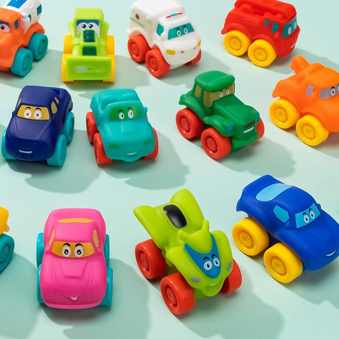 JOYIN Cartoon Cars, Soft Rubber Toy Car Set, Mini Vehicles, Bath Toy Car - Image 7