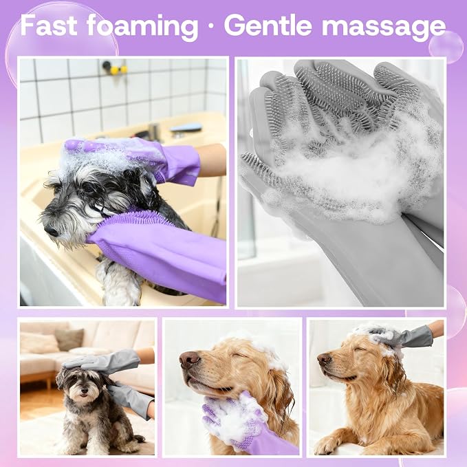 2-Pair Pet Hair Remover Glove for Dogs and Cats Washing, & Deshedding – - Image 3