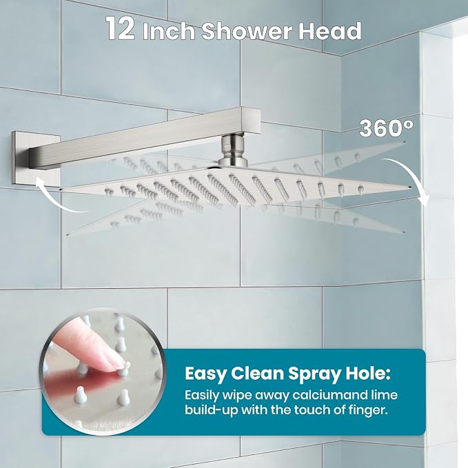 gotonovo Shower System with Tub Spout Wall Mounted Rain Shower Head and Handle - Image 5