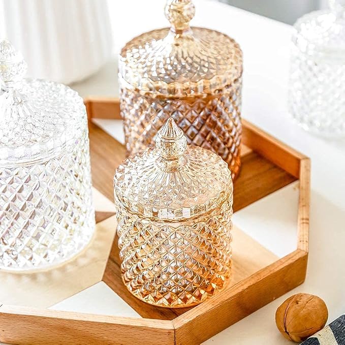 Colorful Home Decorative Jar Qtips Holder Dispenser Glass Storage Container - Image 5