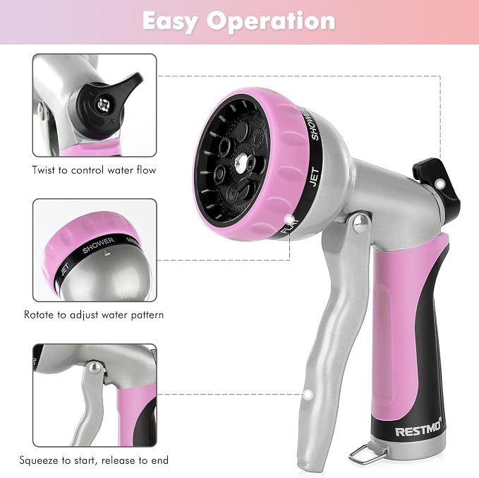 RESTMO Garden Hose Nozzle, Heavy Duty Metal Water Hose Nozzle - Image 4