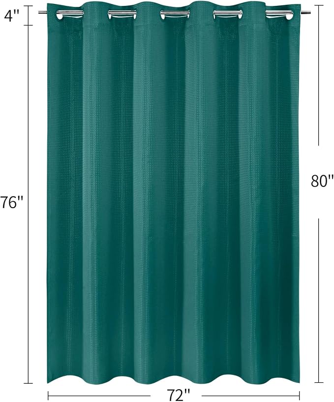 MitoVilla Dark Green Long Shower Curtain Liner Set 72 x 80, No Hooks Needed 80 - Image 7