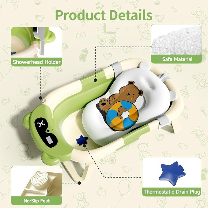 Collapsible Baby Bathtub for Newborn to Toddler - Image 7