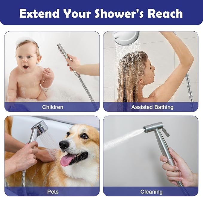 Shower Hose, 70 Inch Extra-Long Stainless Steel Handheld Shower Head Hose - Image 6