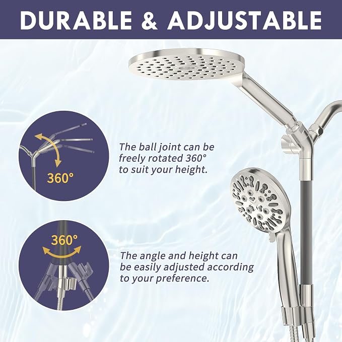 HOWUWEY Dual Shower Heads with Handheld Spray Combo, 7.5" High Pressure - Image 4