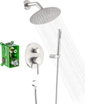 SUMERAIN Wall Mounted Rainfall Shower System Brushed Nickel Shower Faucet Set by SUMERAINFAUCETS