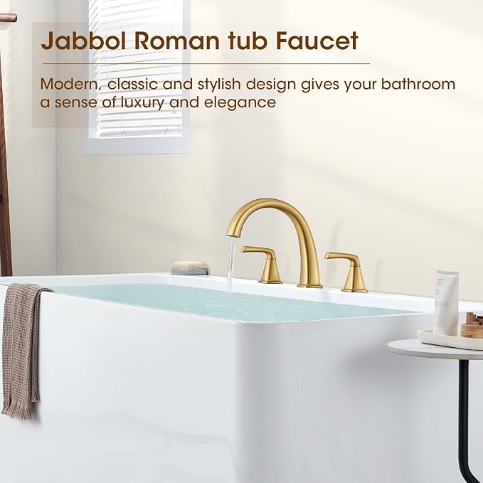 Brushed Gold Roman Tub Faucet, Solid Brass Bathtub Faucet Set - Image 2