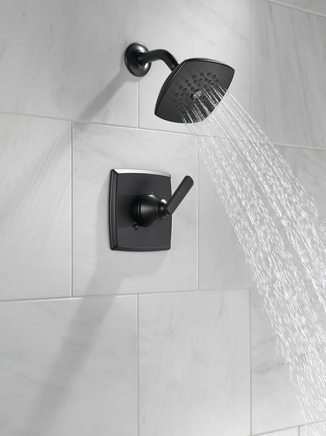 Delta Ashlyn 14 Series Shower Faucet Set, Matte Black Shower Head and Handle Set - Image 2