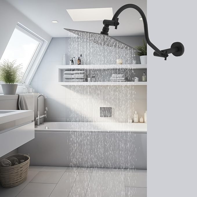 Hibbent All Metal Upgraded 18'' Shower Head Extension Arm, Shower Arm - Image 9