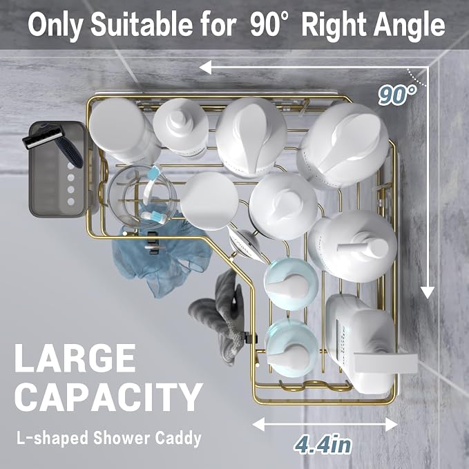 Corner Shower Caddy Organizer Shelf: 2Pack Adhesive Shower Rack, No Drilling - Image 3