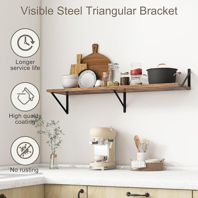 Fun Memories 40 Inch Floating Shelves, 12 Inch Deep Wall Shelf, 40 x 12 - Image 5