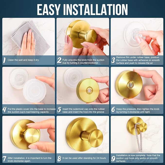 Suction Cup Hook for Shower, 16 Pack Wall Mount Towel Holder, Removable Towel - Image 4