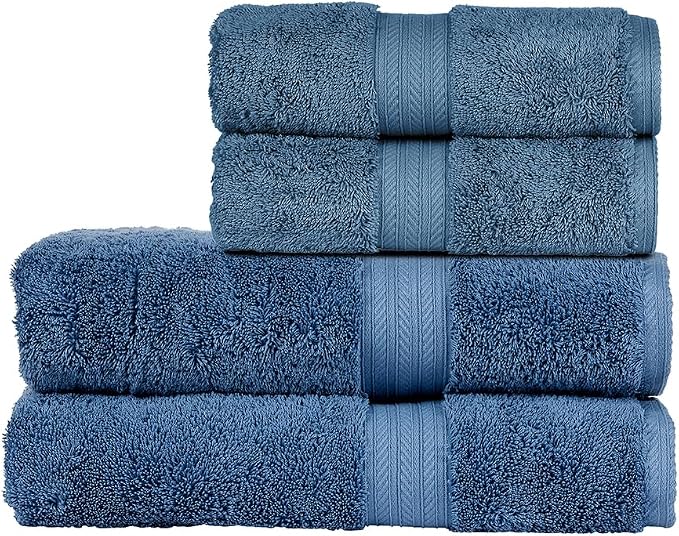 Christy Renaissance 4 Piece Blue Towel Set | 100% Egyptian Cotton | Luxury by Christy