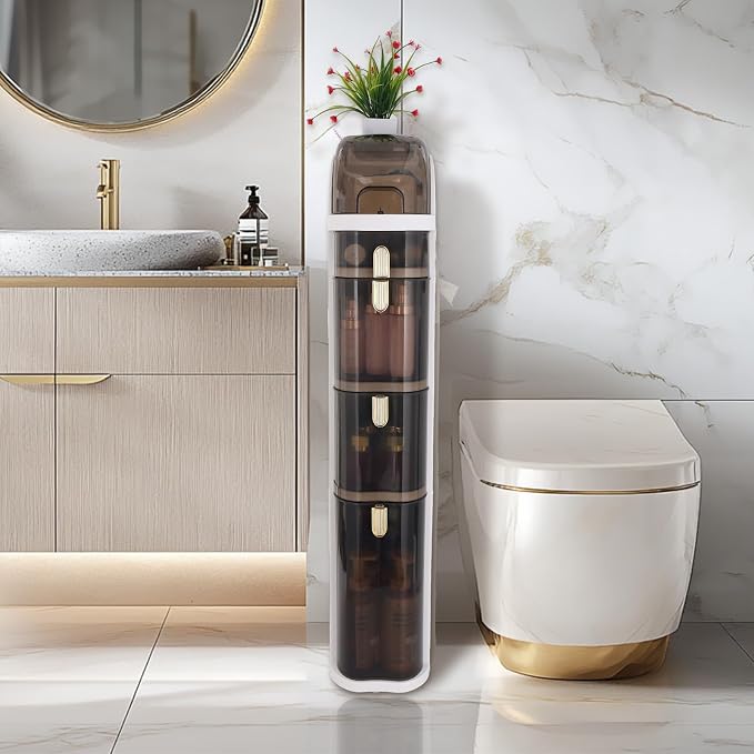 Bathroom Floor Cabinet, Narrow Bathroom Storage Cabinet, Mobile and No - Image 7