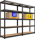 HOMEDANT House 5 Tier Laminated Metal Shelving Unit Adjustable Storage Utility by TheBestOrganizingSolution