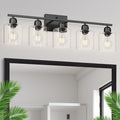 Modern 5 Light Bathroom Vanity Light, 31 inch Black Bathroom Lights Fixtures by FAISHILAN