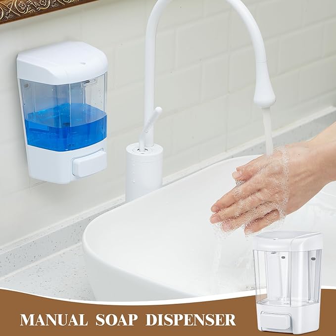 Hushee 4 Pcs Plastic Wall Mounted Soap Dispenser Commercial Manual Soap - Image 4