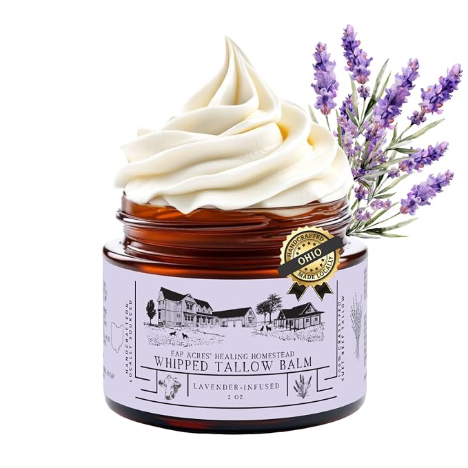 Lavender Infused 100% Grass-Fed Whipped Tallow Balm & Organic Jojoba Oil by EAPACRESHEALINGHOMESTEAD