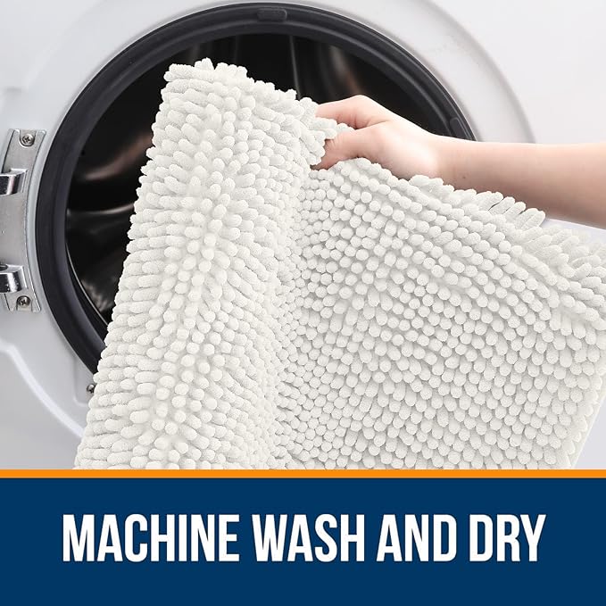 OLANLY Bathroom Rugs 40x24, Extra Soft Absorbent Chenille Bath Rugs, Rubber - Image 5