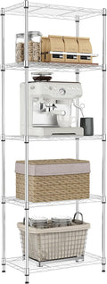 IZEUK 5 Tier Metal Wire Shelf Unit, Chrome Storage Rack Organizer by IZEUK