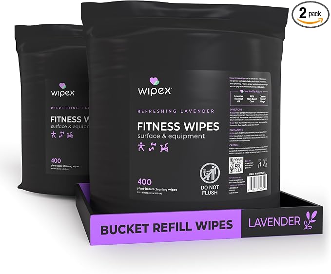 Wipex Gym Wipes Bucket Refill – Plant-based Fitness Equipment Wipes, Lavender by Wipex