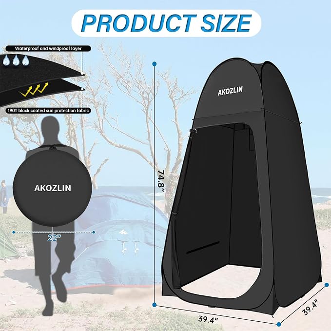 AKOZLIN Portable Pop Up Shower Tent Instant Privacy Dressing Changing Tent - Image 2