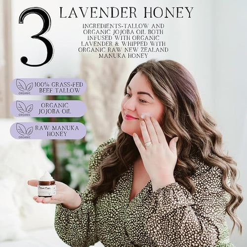 100% Grass-Fed Lavender infused Whipped Tallow Balm-Organic Raw Manuka Honey & - Image 2