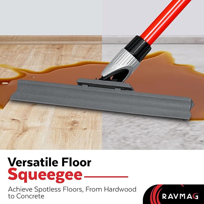 Silicone Floor Squeegee with 55-Inch Long Handle, 12-Inch Single Cast Silicone - Image 3