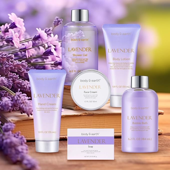 Spa Gifts for Women, Lavender Gift Set, Body & Earth 6 Pcs Bath Gift Sets - Image 2