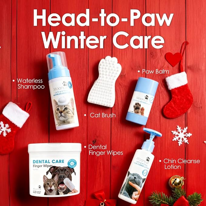 Mooncat Waterless Shampoo, Paw Balm & Dental Wipes – Cat Grooming Kit – Best - Image 3