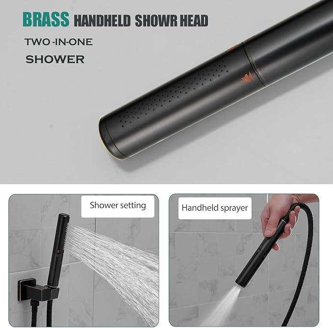 Hoimpro Shower System with Adjustable Slide Bar, 12 Inch Square Rain Shower - Image 5