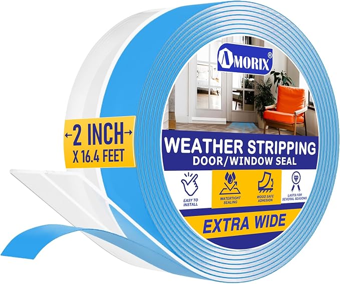 Weather Stripping Extra Thick 2mm Door Draft Stopper 16.4 FT x 2 in Bottom Seal by AMORIX