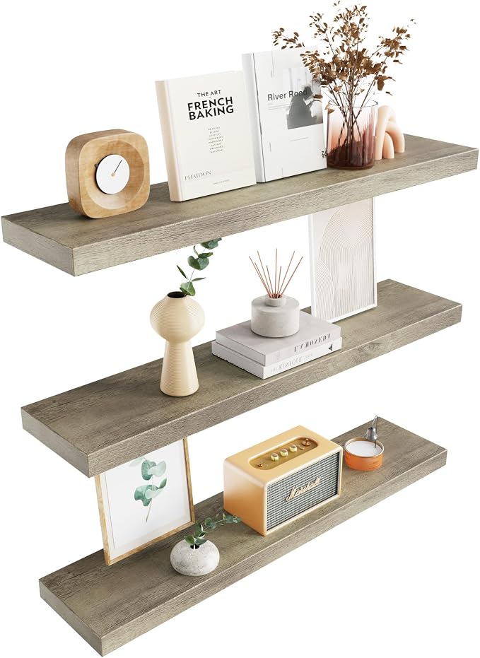Colima Floating Shelves for Grey Wood Shelf for Bedroom, 36 Inch Wall Mounted by Colima