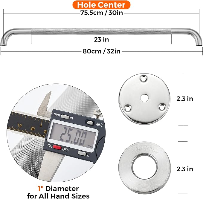 Grab Bars for Shower, 2 Pack 32-Inch Anti Slip Shower Handles for Elderly - Image 4