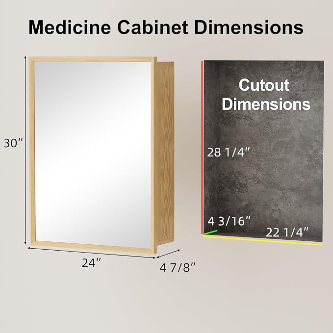24x30 Inch Wood Medicine Cabinet - Image 2