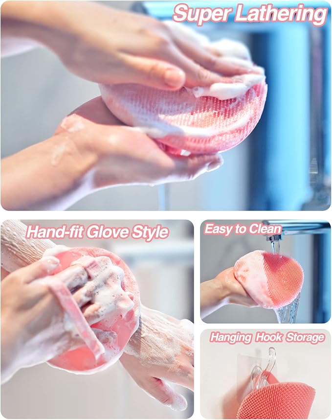 Manmihealth Silicone Back Scrubber & Soft Bath Brushes Set, Super-Cleaning Body - Image 4